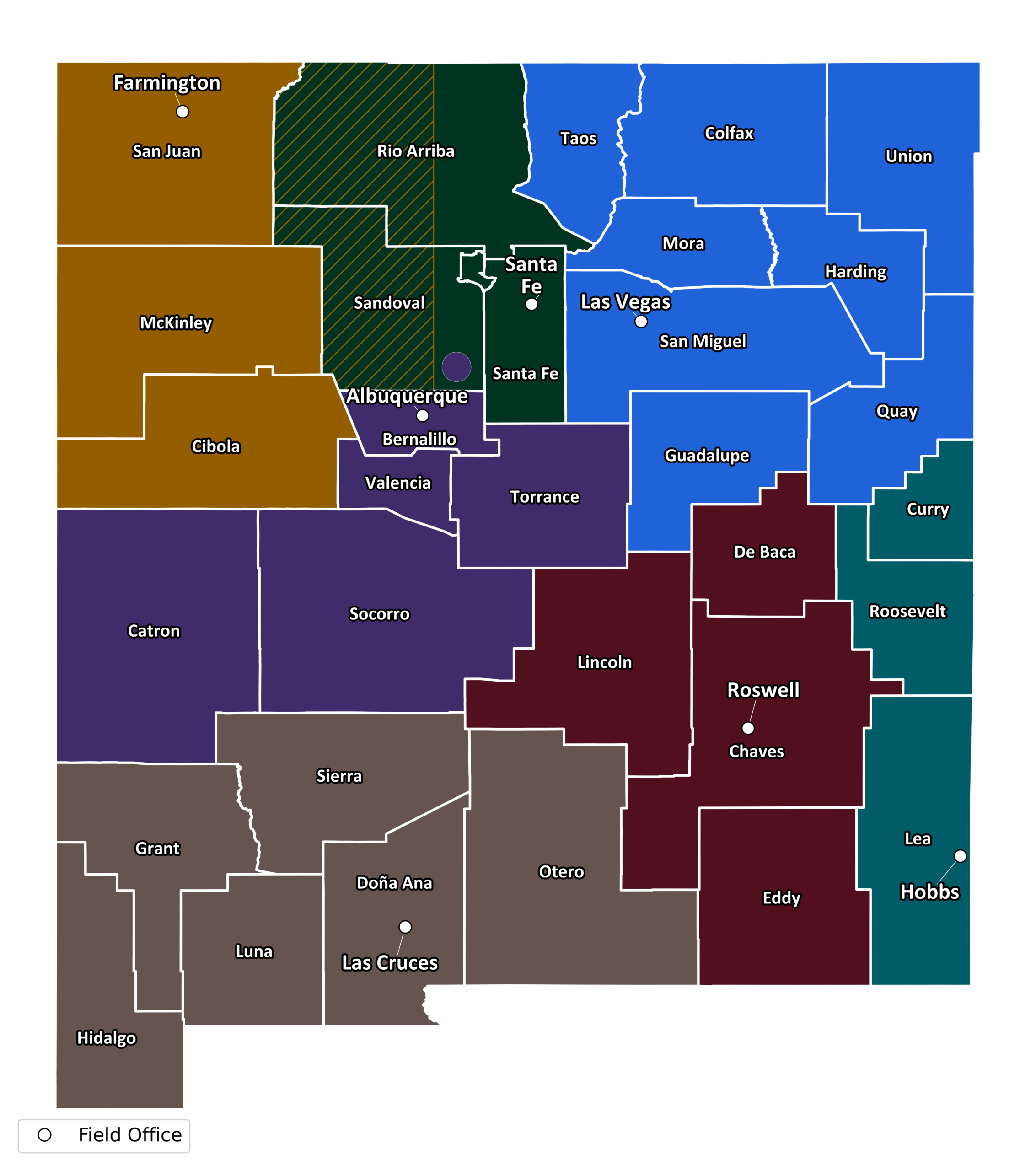 NM County Map with Field Offices